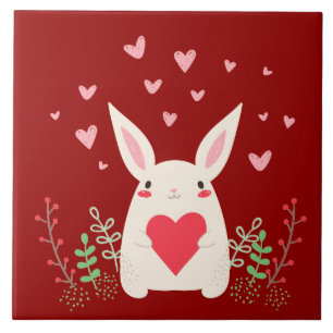 Loving Snuggly Kawaii Bunny Custom Tile