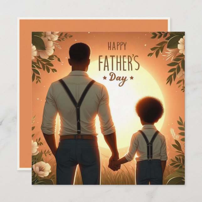 Loving Sunset Embrace Ethnic Father & Son (Front/Back)