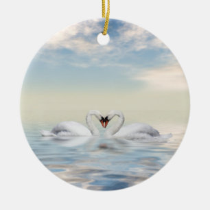 Loving swans ceramic tree decoration