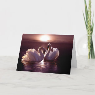Loving Swans Forming a Heart Card