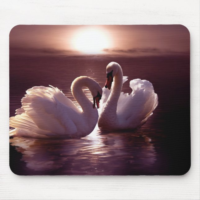 Loving Swans Forming a Heart Mouse Mat (Front)