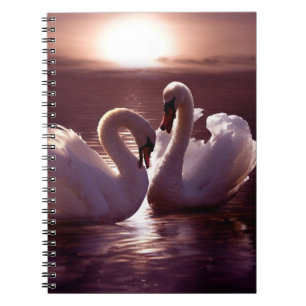 Loving Swans Forming a Heart Notebook