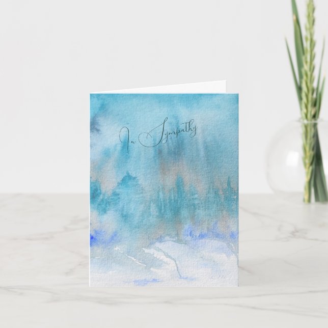 Loving Sympathy Card in Teal Woodland Watercolor (Front)