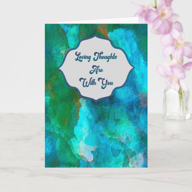 Loving Thoughts — Teal Watercolor Sympathy Card (Orchid)
