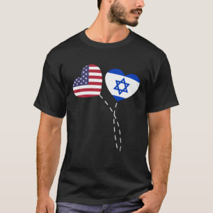 Loving USA Israel Flag Heart Israeli Americans Lov T-Shirt