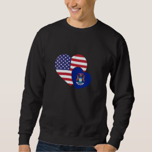 Loving Usa & Michigan Local Flag Heart Proud Ameri Sweatshirt