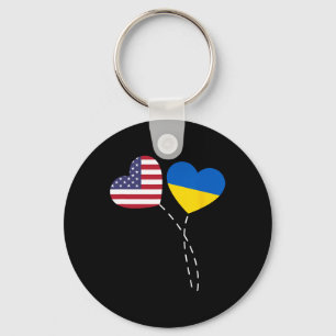 Loving Usa Ukraine Flag Heart Ukrainian Americans Key Ring