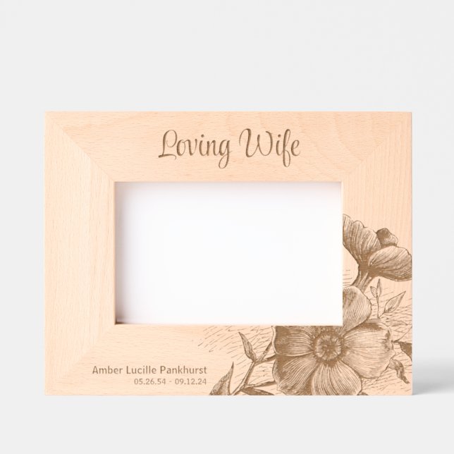 Loving Wife Floral Memorial Keepsake 4x6L Etched Frames (Front)