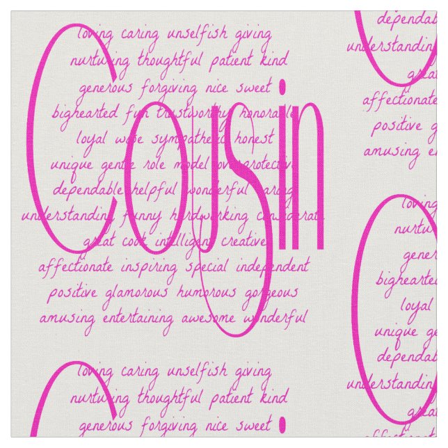 Loving Words for a Cousin Fabric (Close Up)