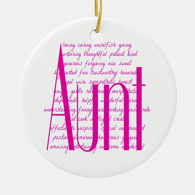 Loving Words for Aunt Ceramic Tree Decoration (Front)