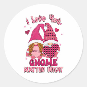 Loving You Gnome What Buffalo Plaid Valenti  Classic Round Sticker