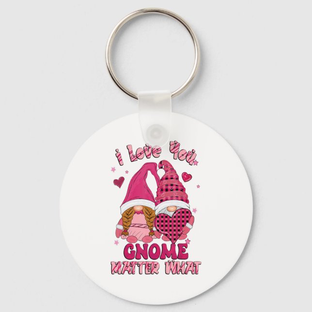 Loving You Gnome What Buffalo Plaid Valenti  Key Ring (Front)