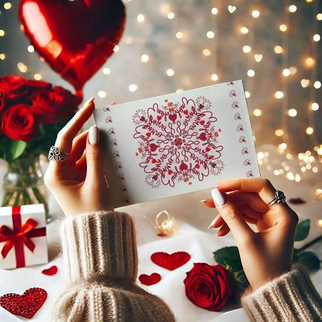 Loving You handwritten seamless doodles valentine Postcard (Creator Uploaded)