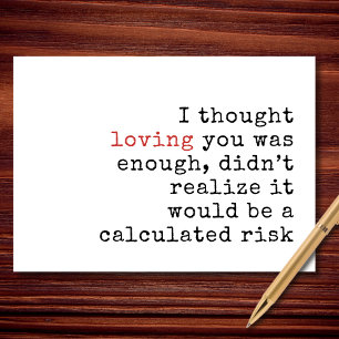 Loving You Was a Calculated Risk Valentine Holiday Card