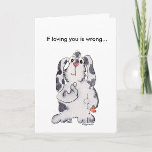 Loving You Wrong Cartoon Rabbit Valentines Card