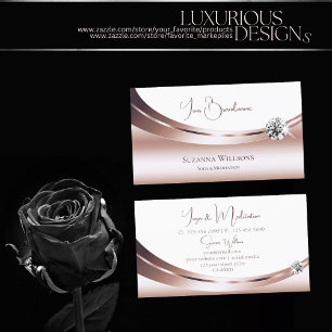 Lovingly Rose Gold White with Sparkled Diamond Business Card