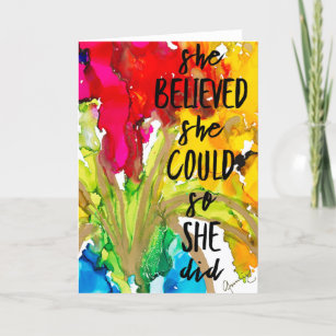 Lovitude Blank Note Card "She Believed She Could"