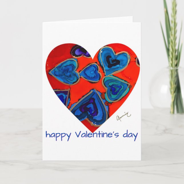 Lovitude Blue Hearts Valentine's Day Card (Front)