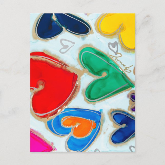 Lovitude Hearts in Blue Postcard (Front)