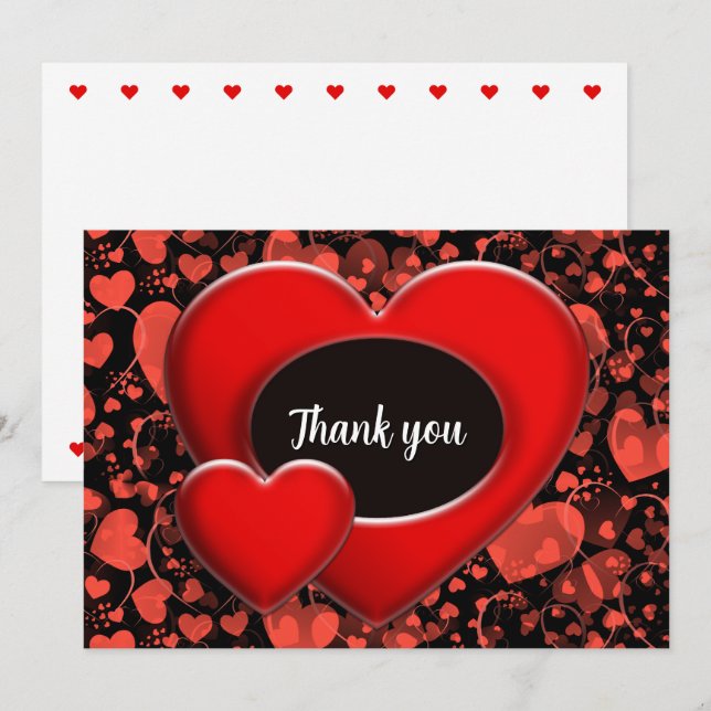 Lovly Hearts Design Frame + your text & idea 1 Thank You Card (Front/Back)