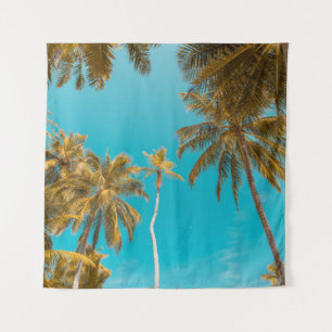 Low-angle photo of coconut trees tapestry