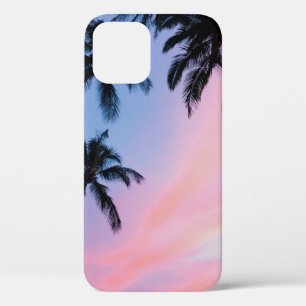 Low-angle photography coconut trees during golden iPhone 12 case