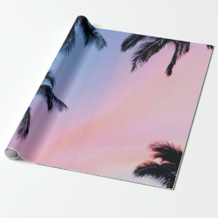 Low-angle photography coconut trees during golden  wrapping paper