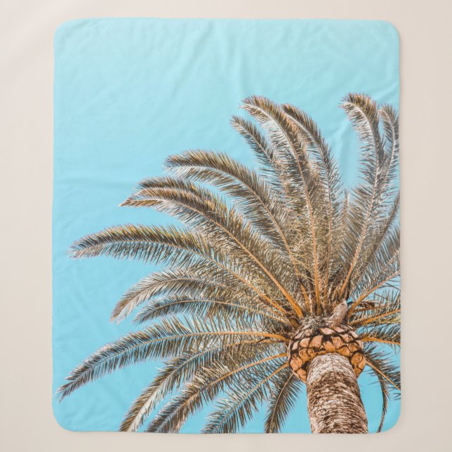 Low-angle photography of a green palm tree under a sherpa blanket (Front)