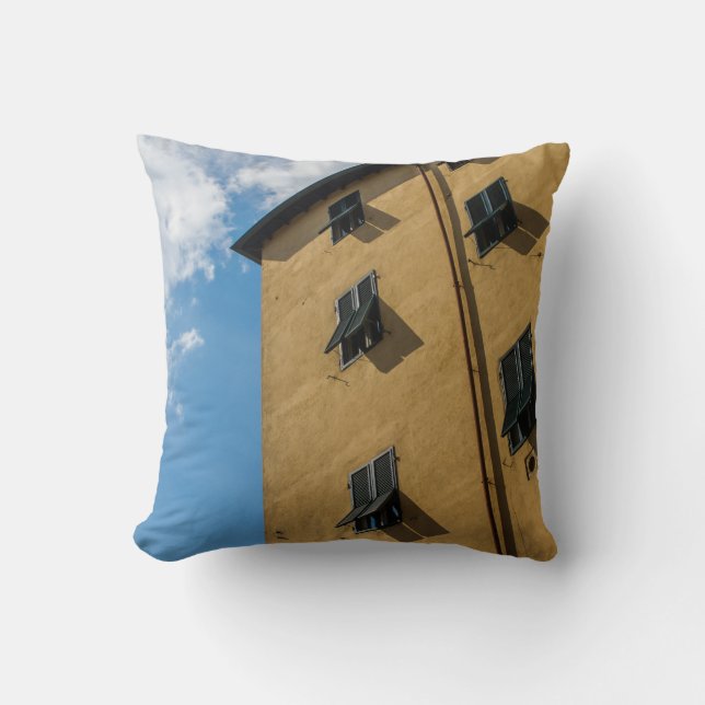 LOW ANGLE PHOTOGRAPHY OF BROWN LOUVER WINDOW CUSHION (Front)