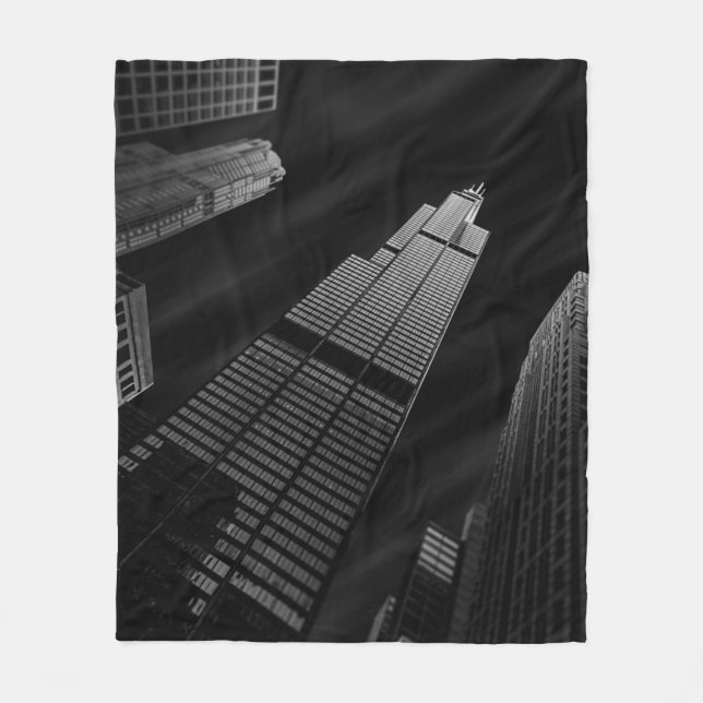 LOW-ANGLE PHOTOGRAPHY OF CURTAIN WALL BUILDING FLEECE BLANKET (Front)