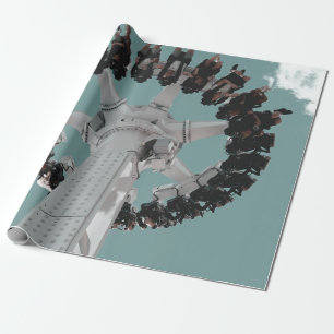 Low-angle photography of people riding a drop-down wrapping paper