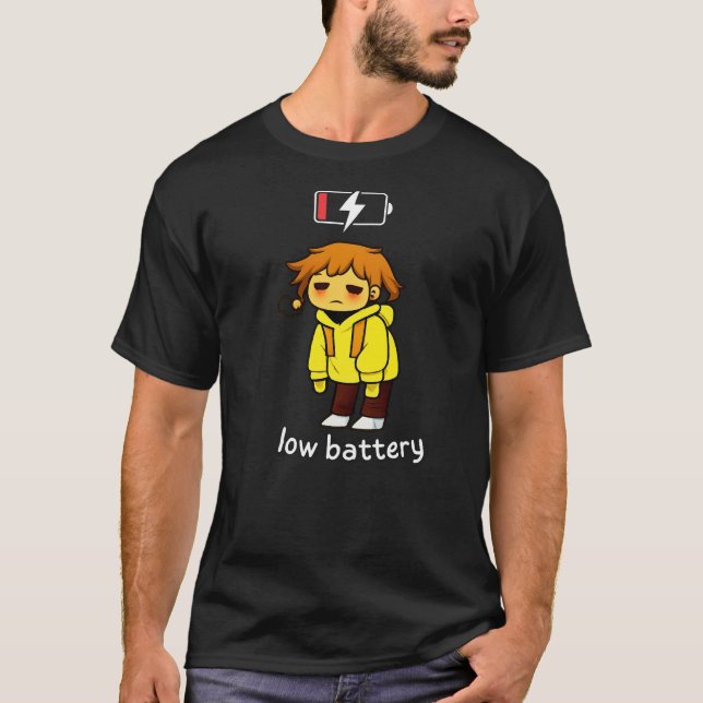 Low Battery Cute Tired Aesthetic T-Shirt (Front)