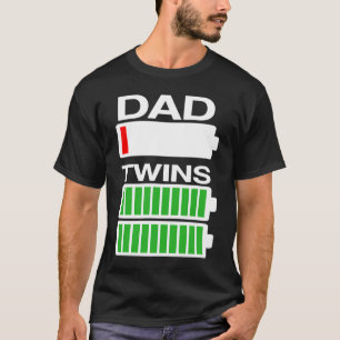 Low Battery Dad Of Twins Mom 1 Mom And Dad Matchin T-Shirt