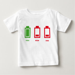 Low Battery Funny Kids Mum Dad Energy Baby T-Shirt