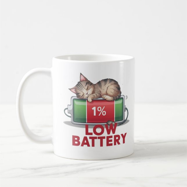 Low Battery Kitten Coffee Mug (Left)