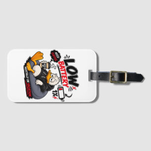 Low Battery Need Coffee – Funny Sleepy Duck Design Luggage Tag