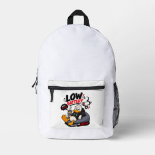 Low Battery Need Coffee – Funny Sleepy Duck Design Printed Backpack