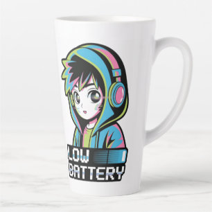 Low Battery – Neon Gamer Mood Tee Latte Mug