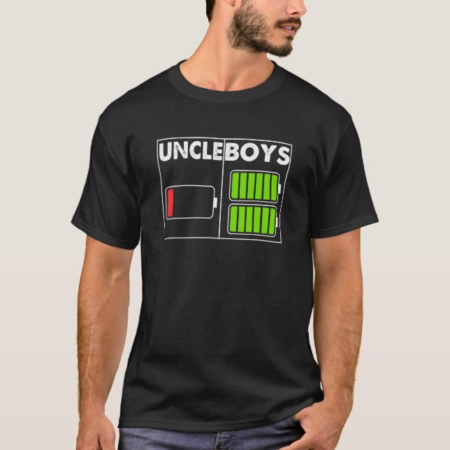 Low Battery Uncle Of Two Sons Or Twin Boys Father  T-Shirt (Front)