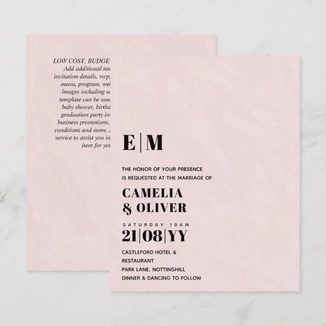 LOW BUDGET All-in-1 Modern Bold Text Wedding (Front/Back)