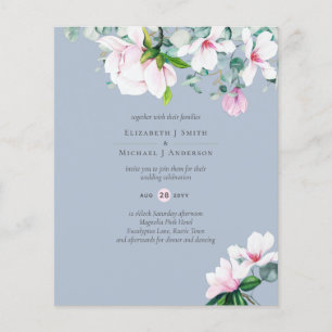 LOW BUDGET Pink Magnolias Eucalyptus Blue Wedding Flyer