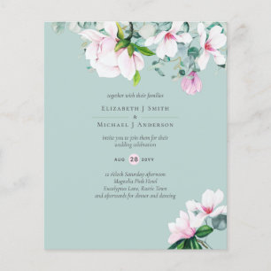 LOW BUDGET Pink Magnolias Eucalyptus Lilac Wedding Flyer