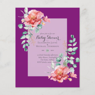 LOW BUDGET Red Floral BABY SHOWER Invitation Flyer