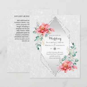 Low Budget Red Floral Silver Glitter Wedding