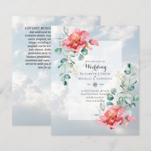 Low Budget Red Rose Floral Wedding Invitation