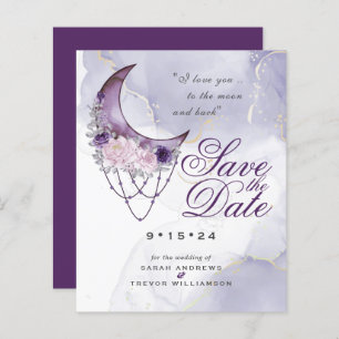 Low Budget Save the Date Purple Crescent Moon