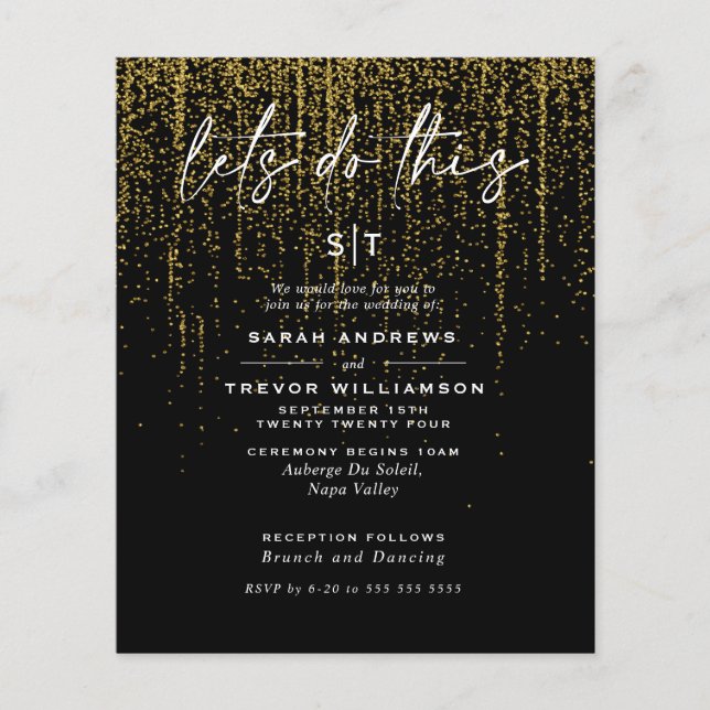 Low Budget Wedding Edgy Gold Glitter Garland (Front)