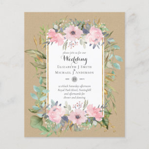 LOW BUDGET WEDDING INVITATIONS - SUNFLOWERS SATIN FLYER