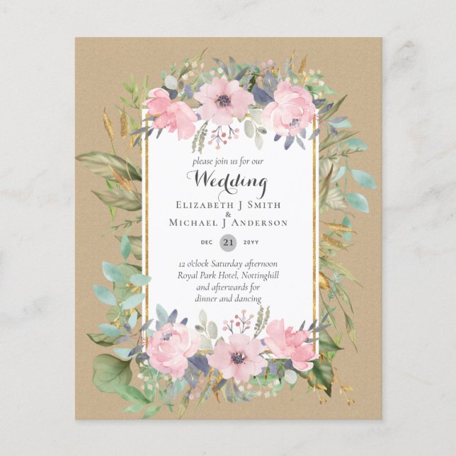 LOW BUDGET WEDDING INVITATIONS - SUNFLOWERS SATIN FLYER (Front)
