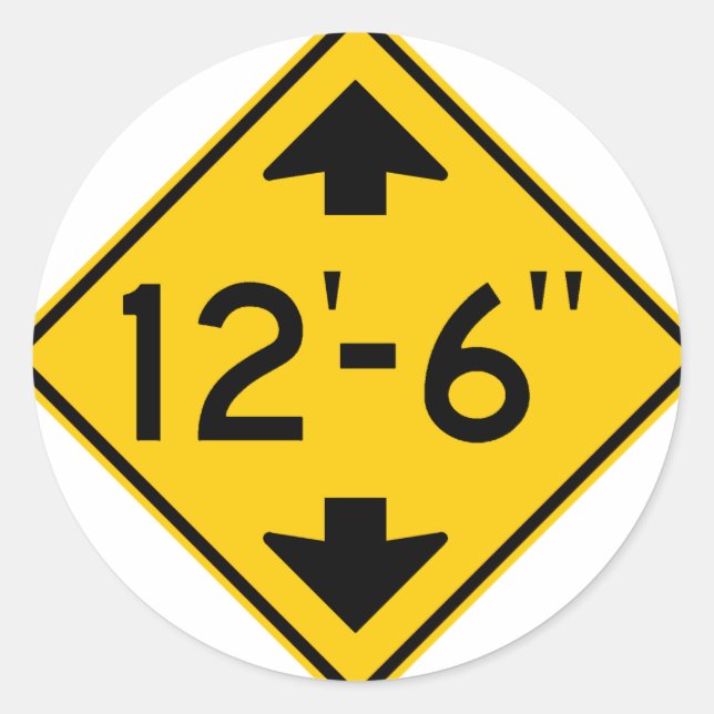 Low Clearance Warning Highway Sign Classic Round Sticker (Front)